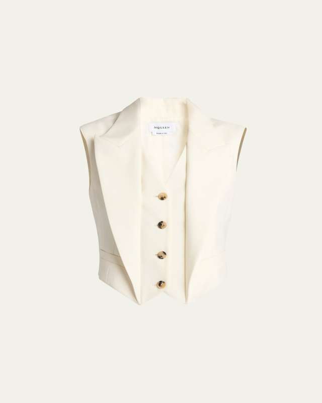 Upturned Lapel Crop Vest